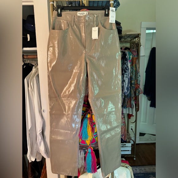 Abercrombie & Fitch Pants - Abercrombie Vegan Leather 90s Straight Pant